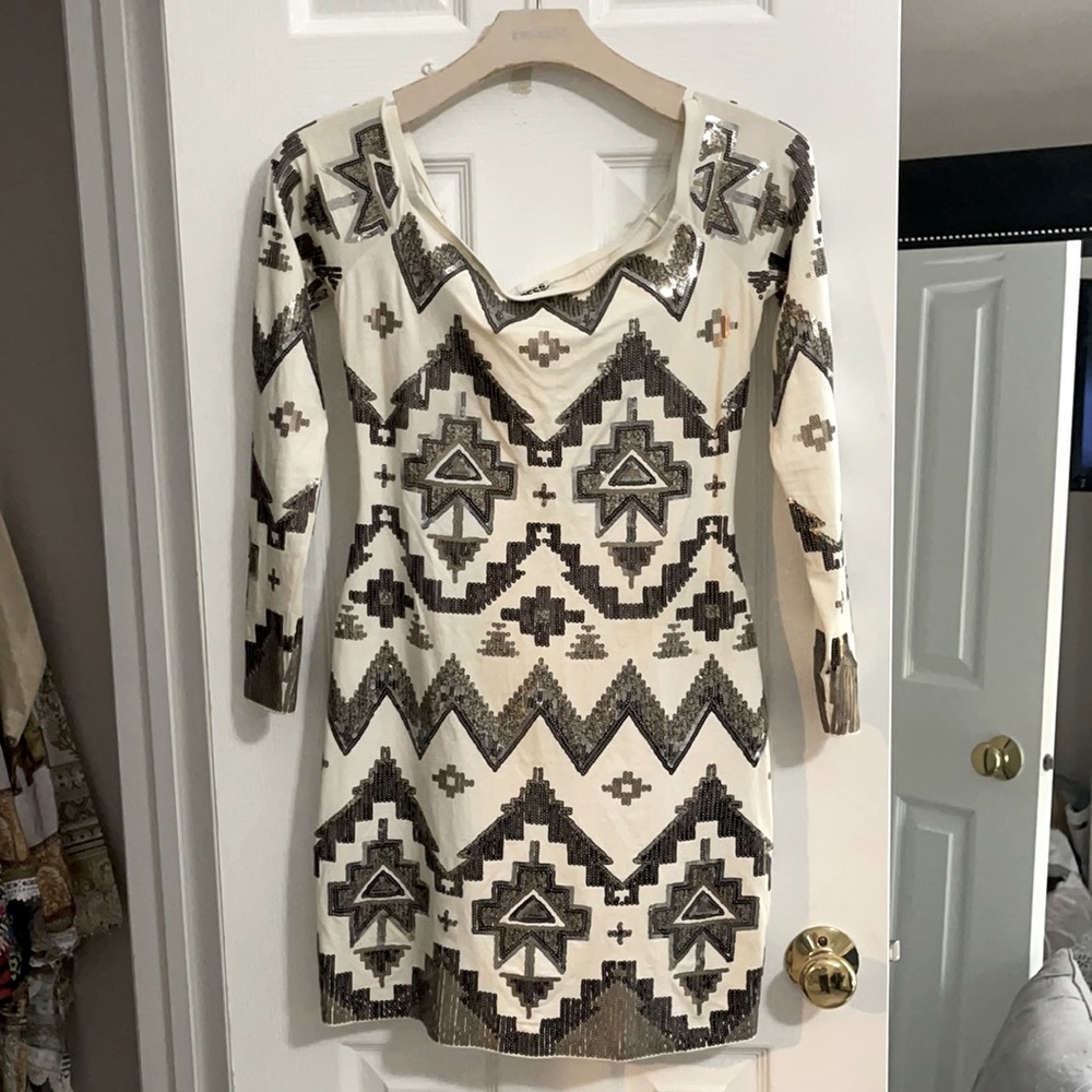 Express long sleeve sequin dress size S